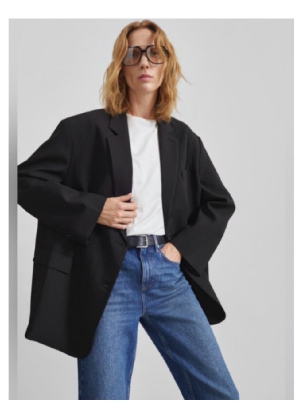 The Frankie Shop Oversized Bea Black Blazer Jacket Sz L